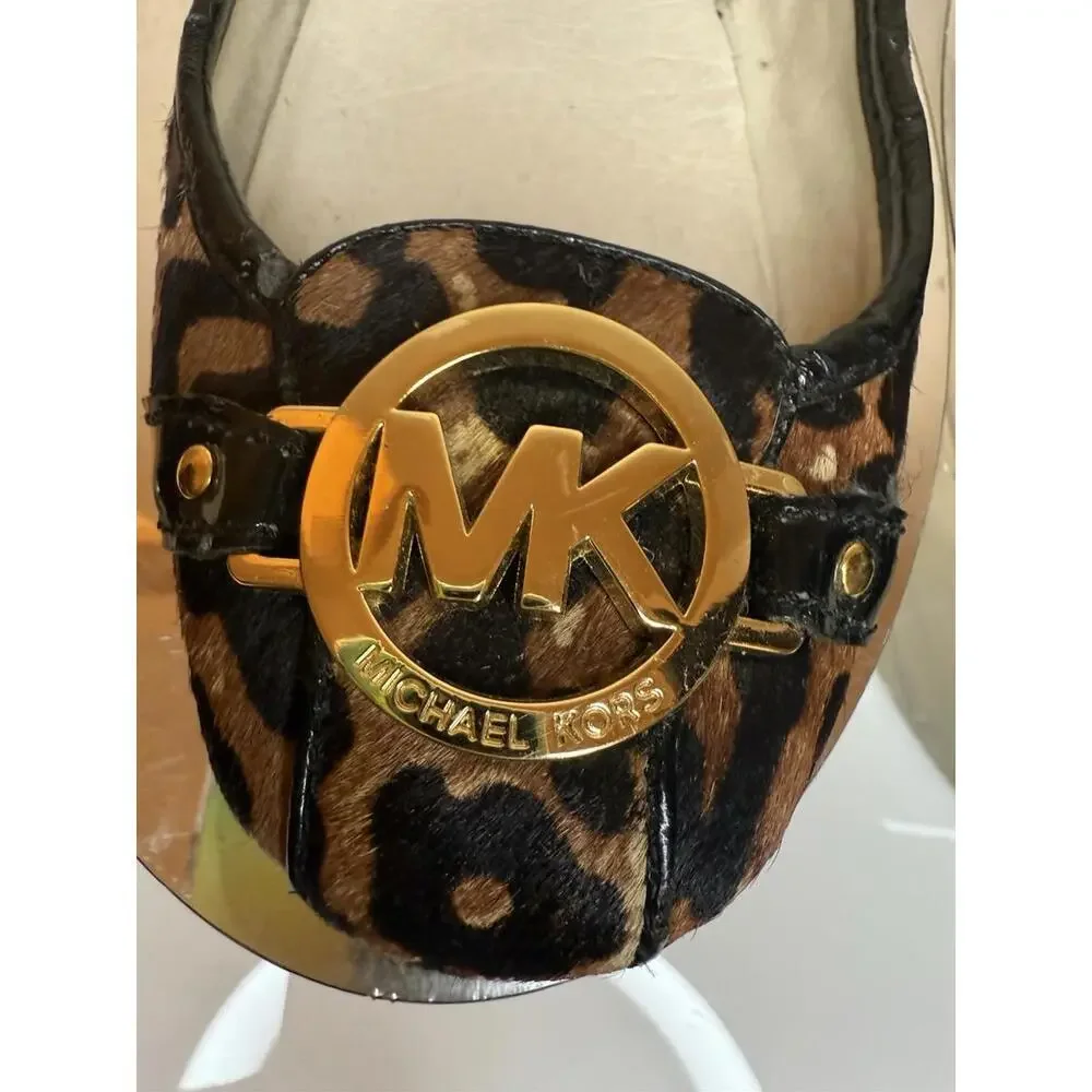 Michael Kors Womens Size 6 Fulton Leopard Print Calf Hair Moccasin‎
